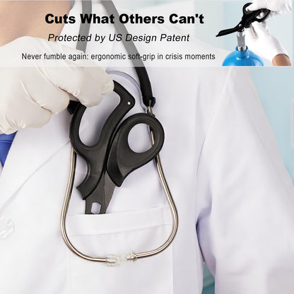 MEUUT 2 Pack Medical Scissors Trauma Shears for Left and Right Hand -Patented Bandage Scissors All Purpose with Non-Stick Blades, Surgical Grade Shears Stainless Steel EMT Scissors for Nurses EMT