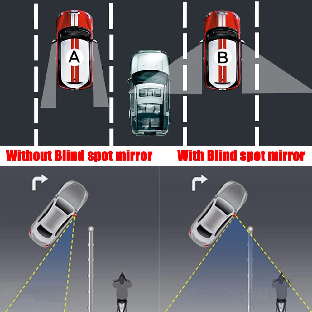 Ampper Blind Spot Mirror, 2" Round HD Glass Frameless Convex Rear View Mirror, Pack of 2