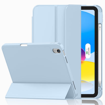 iMieet Case for iPad (A16)/iPad 10th Generation [11-Inch 2025/10.9 Inch 2022], Trifold Stand Smart Cover with Pencil Holder and Soft TPU Back, Supports Touch ID(Black)
