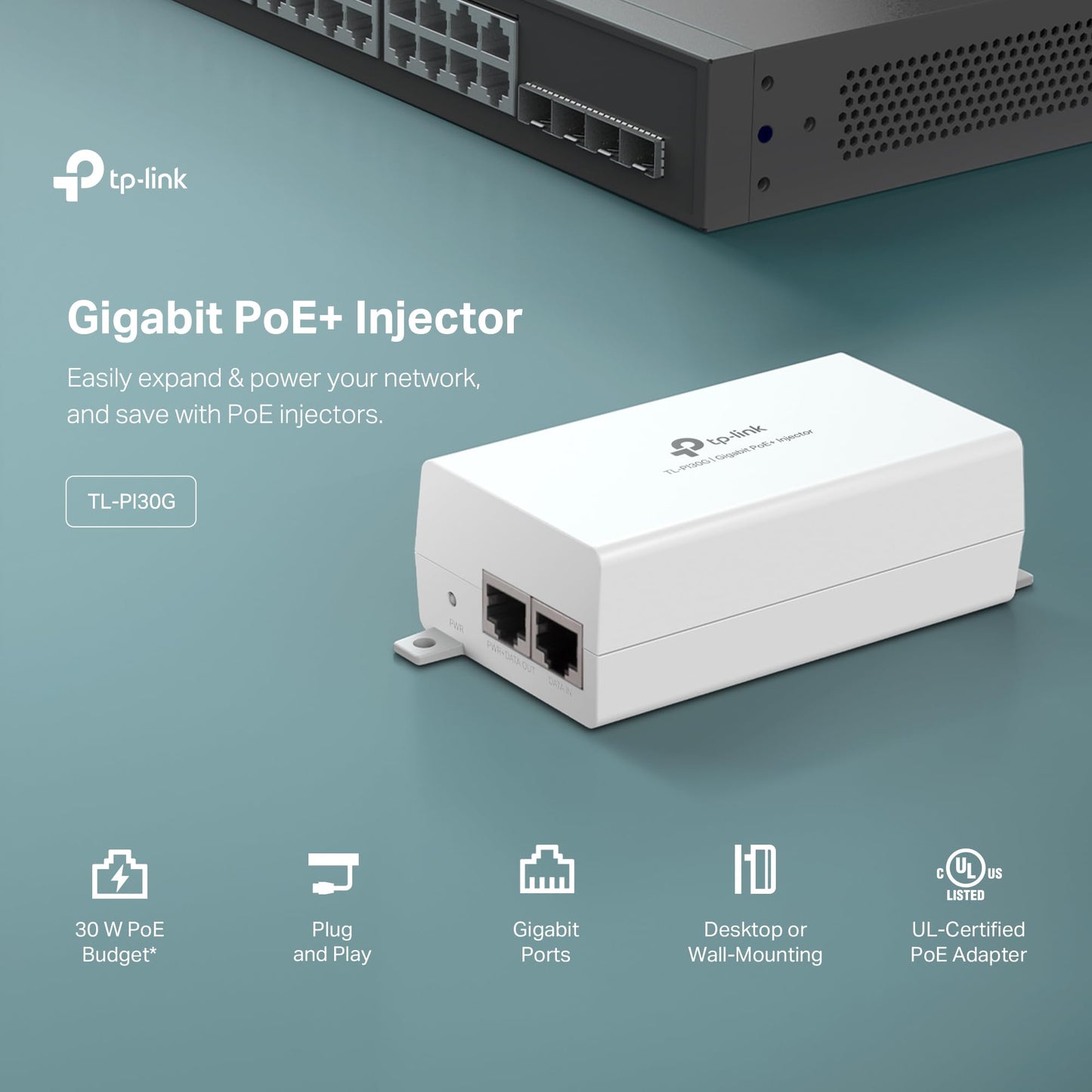 TP-Link Omada 2.5GE PoE+ Injector | Non-PoE to PoE Adapter | 802.3at/af Compliant | Up to 30W | Wall Mountable | Plug&Play | Up to 100m(328 ft) | UL Certified(POE260S)