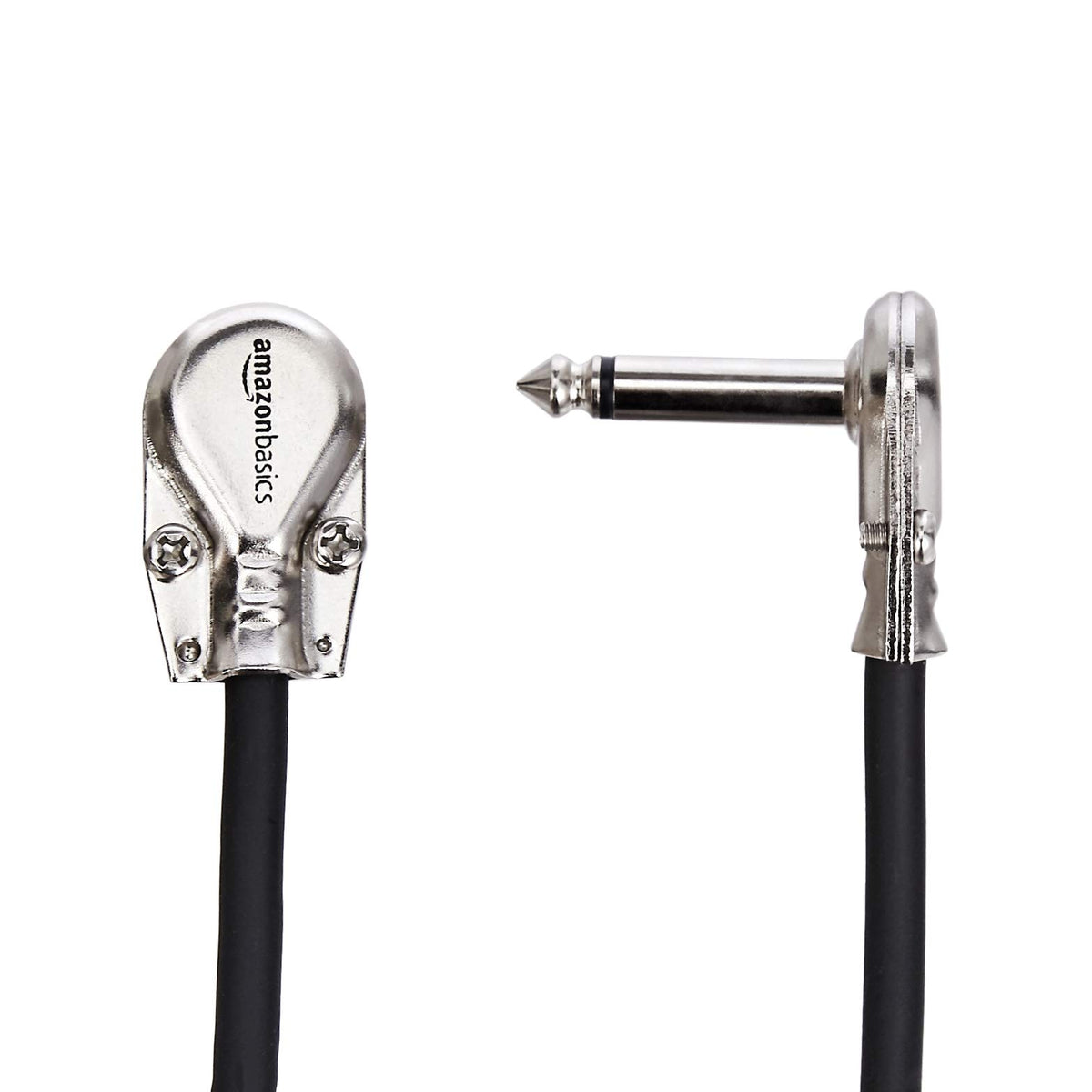 Amazon Basics 1/4 Inch Right-Angle Guitar Patch Cable for Pedal Board and Effect Pedals, 6 in, 6-Pack, Black