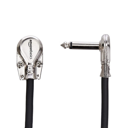 Amazon Basics 1/4 Inch Right-Angle Guitar Patch Cable for Pedal Board and Effect Pedals, 6 in, 6-Pack, Black