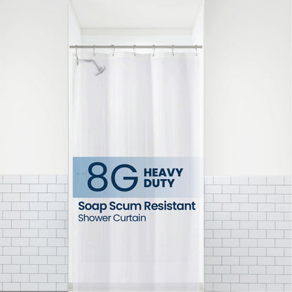 LiBa PEVA 8G Bathroom Shower Curtain Liner, 72" W x 72" H, Frosted, 8G Heavy Duty Waterproof Shower Curtain Liner