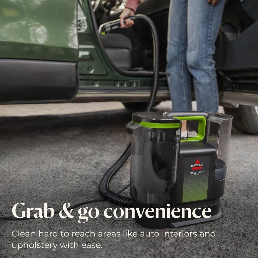 BISSELL Little Green Proheat Tragbarer Tiefenreinigungs-/Fleckenentfernungs-/Autoaufbereiter mit selbstreinigendem HydroRinse-Werkzeug für Teppiche und Polster, 2513E