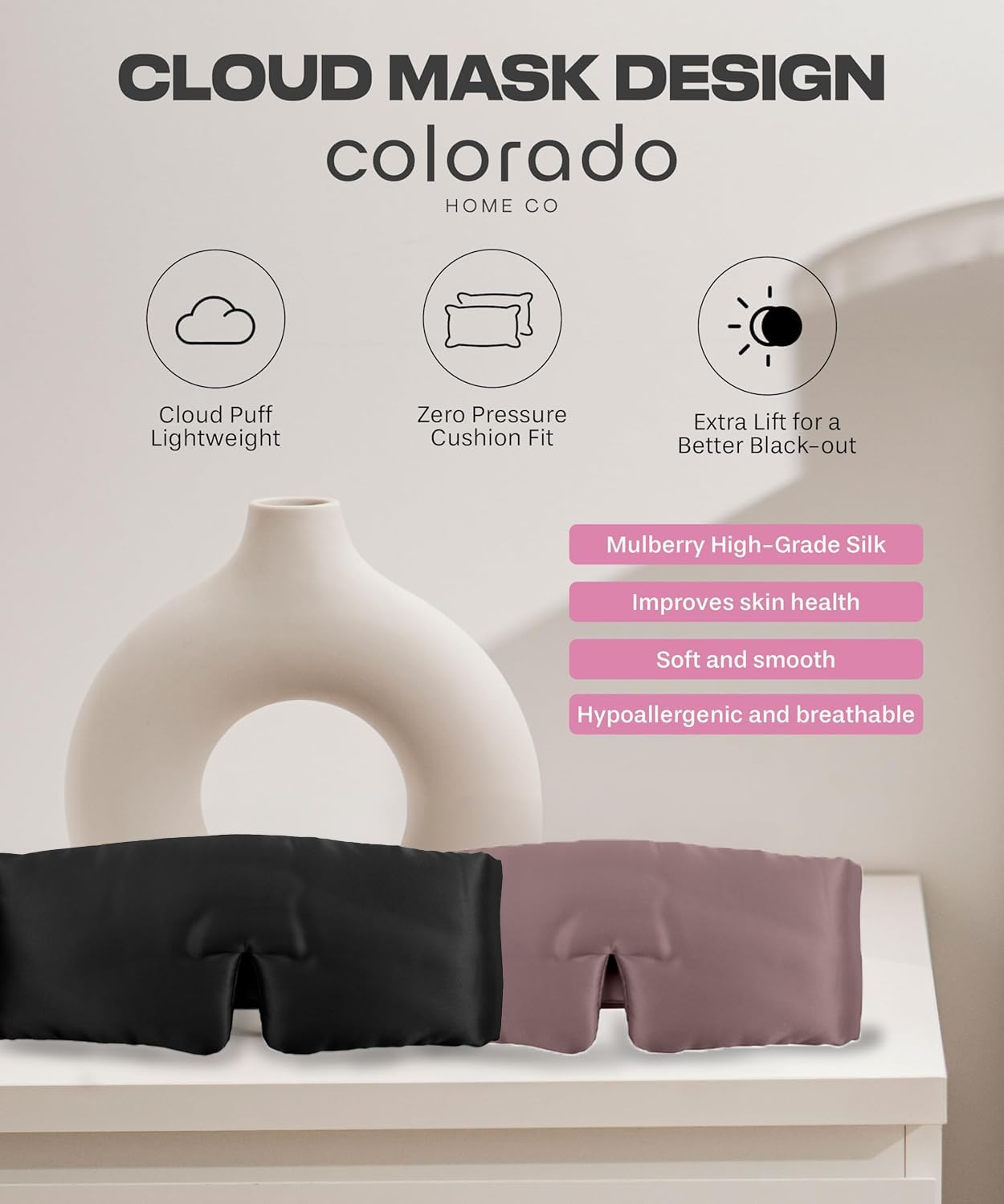 SUNDAYSILKS™ Exclusive Mulberry Silk Sleep Mask | Soft Eye Covers, Blackout Sleeping Mask for Women & Men | Silk Eye Mask for Sleep, Travel, and Relaxation | Antifaz para Dormir [Nude Champagne]