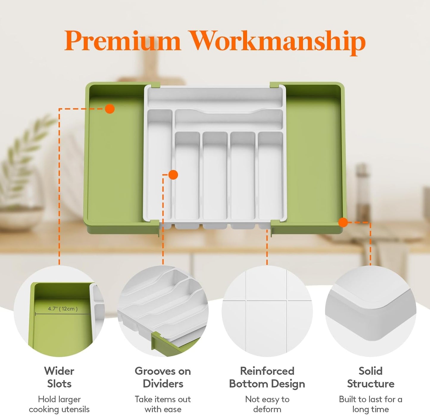 Lifewit Besteck Organizer, erweiterbarer Utensilien Organizer für die Küche, Utensilienhalter, verstellbarer Besteckkasten Schubladen Organizer für Löffel, Messer, Küchen Organizer und Aufbewahrung, Schwarz