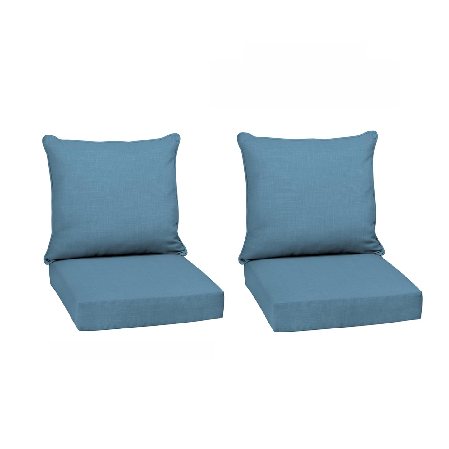 Arden Outdoor Foam Deep Seat Cushions Set, 24x24, Premium High-Density Foam, Never Flattens, Weather-Proof for Patio Chair Sofa Couch, Blue Shibori Stripe
