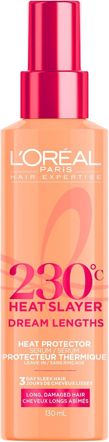 L'Oréal Paris Hair Expertise Dream Lengths Heat Slayer Hair Treatment, Heat Protectant Spray for Hair, Leave-In Against Frizz, 130ml (Packaging May Vary)
