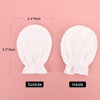 BQUBO Baby Fäustlinge Kratzschutz Handschuhe aus Baumwolle mit elastischem Bündchen Hypoallergen für Neugeborene und Babys von 0-6 Monaten Jungen und Mädchen