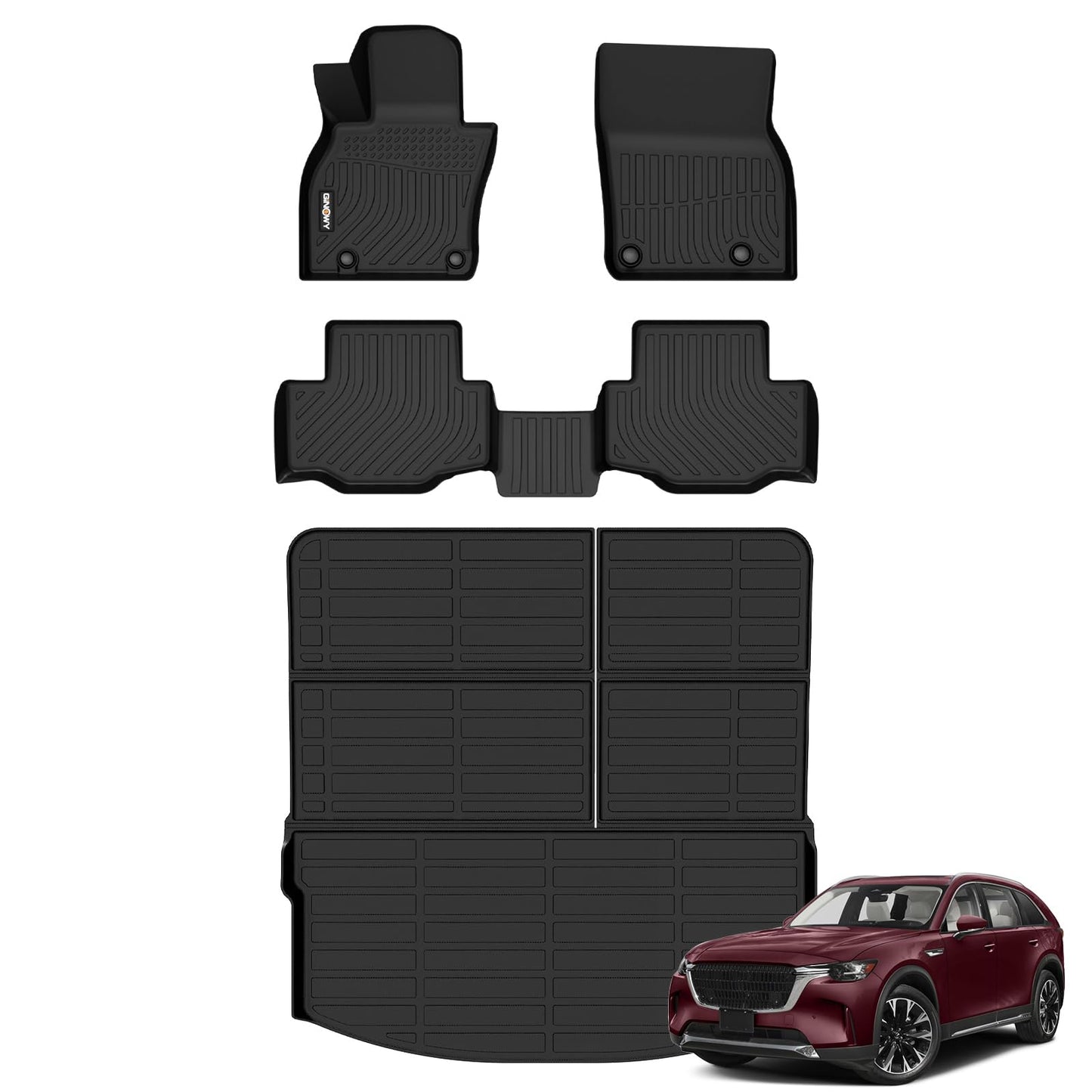 GINOWY-Floor Mats for Toyota 4Runner 1996-2002,1st+2nd Row,TPE All Weather Car Mats Custom Fit Rubber Floor Liners Car Accessories for Toyota 4Runner