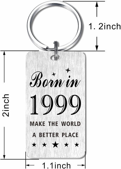 Gezxin Happy Birthday Schlüsselanhänger Geschenke für Frauen Männer - Personalisierter Edelstahl Geburtstagsschlüsselanhänger - Mach die Welt zu einem besseren Ort