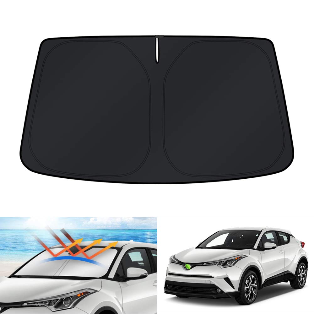 KUST Windshield Sun Shade for 2017-2026 Tesla Model Y/Model 3 Sunshade Accessories (Fit 2025-2026 Model Y Juniper / 2024 Model 3 Highland) Upgraded Foldable Sunshade, Blocks UV Rays Keep Car Cool