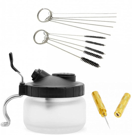 ABEST AirbrushSpray GunCarburetorCleaning Tool Set,13 Cleaning Wires Set + 5 Cleaning Needles + 5 Nylon Brushes + 1 Repair Tool for Removing Nozzle Paint, Dirt, Tattoo Tube,Carb Carburetor