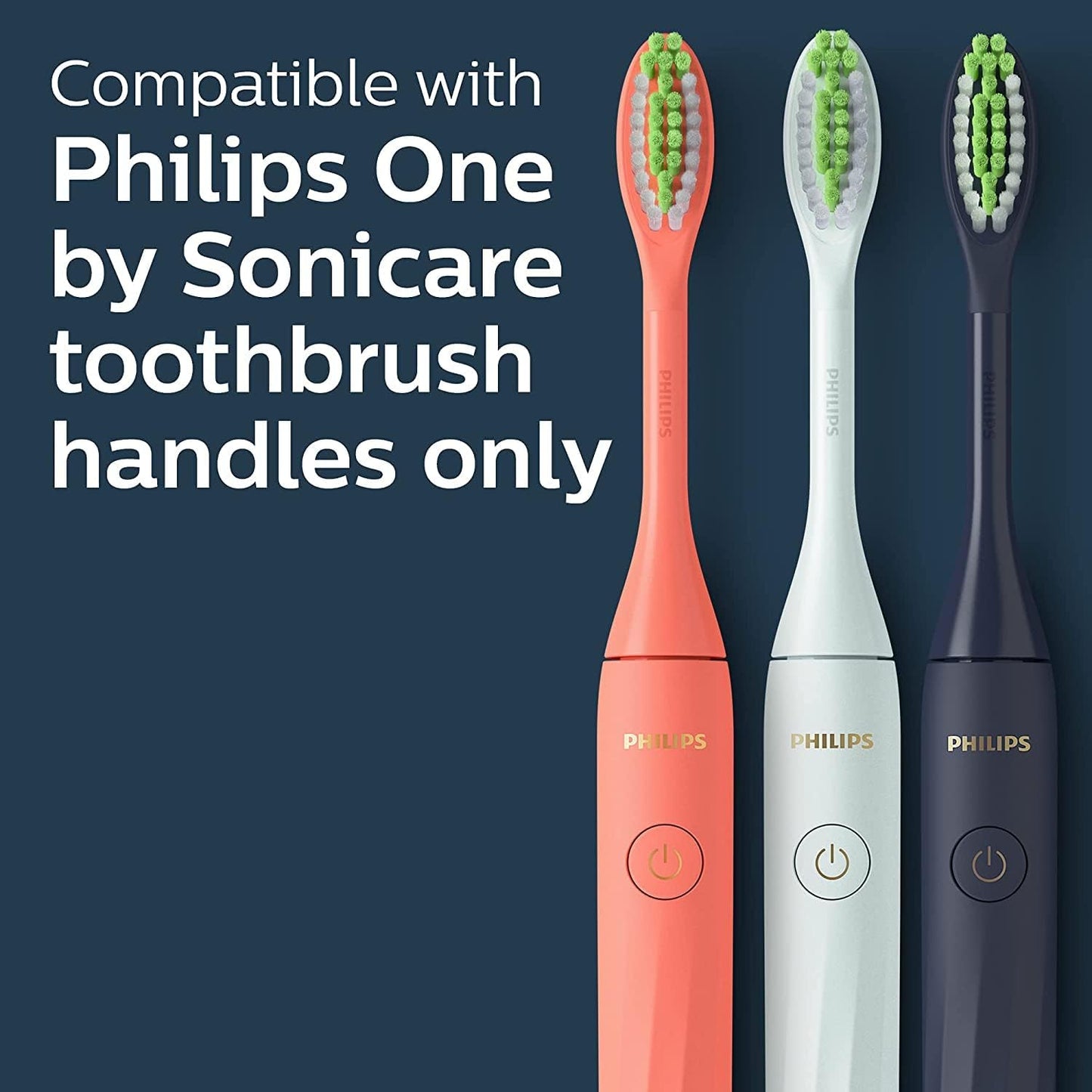 Philips One by Sonicare Ersatzbürstenköpfe, 2er-Pack, Schwarz, Kompatibel mit Philips One elektrische Zahnbürste, BH1022/06