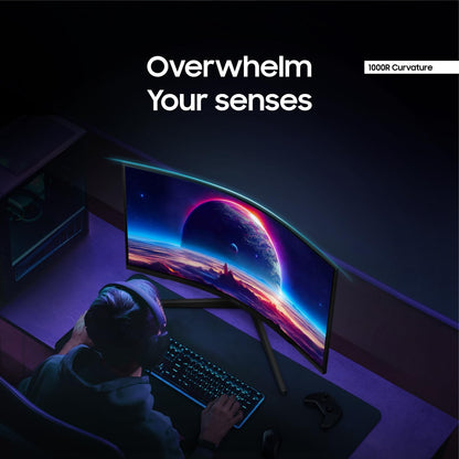 Samsung Odyssey 32 inch Curved Gaming Monitor (2,560 x 1,440) G55C QHD 165 Hz 1 ms, HDR10, FreeSync, Eye Saver Mode, 1000R Curvature- LS32CG550ENXZA