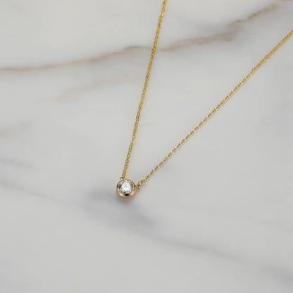 Tewiky Dainty 14k Gold Plated/Silver Cubic Zirconia Necklaces for Women, Simple CZ Jewelry Necklaces Trendy Gifts