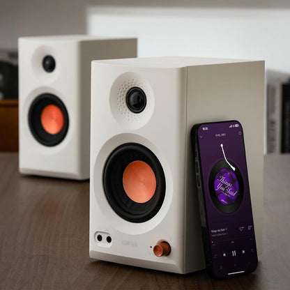 Edifier MR3 Powered Studio Monitor Lautsprecher, Hi-Res Audio Zertifiziert Bluetooth V5.4 Aktiver Regallautsprecher, 2.0 Computer mit Kopfhörerausgang Cinch AUX Symmetrischer TRS-Eingang (Schwarz)