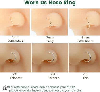 Small Gold or Sterling Silver Huggie Hoop Earrings for Women Cartilage Nose Helix Tragus