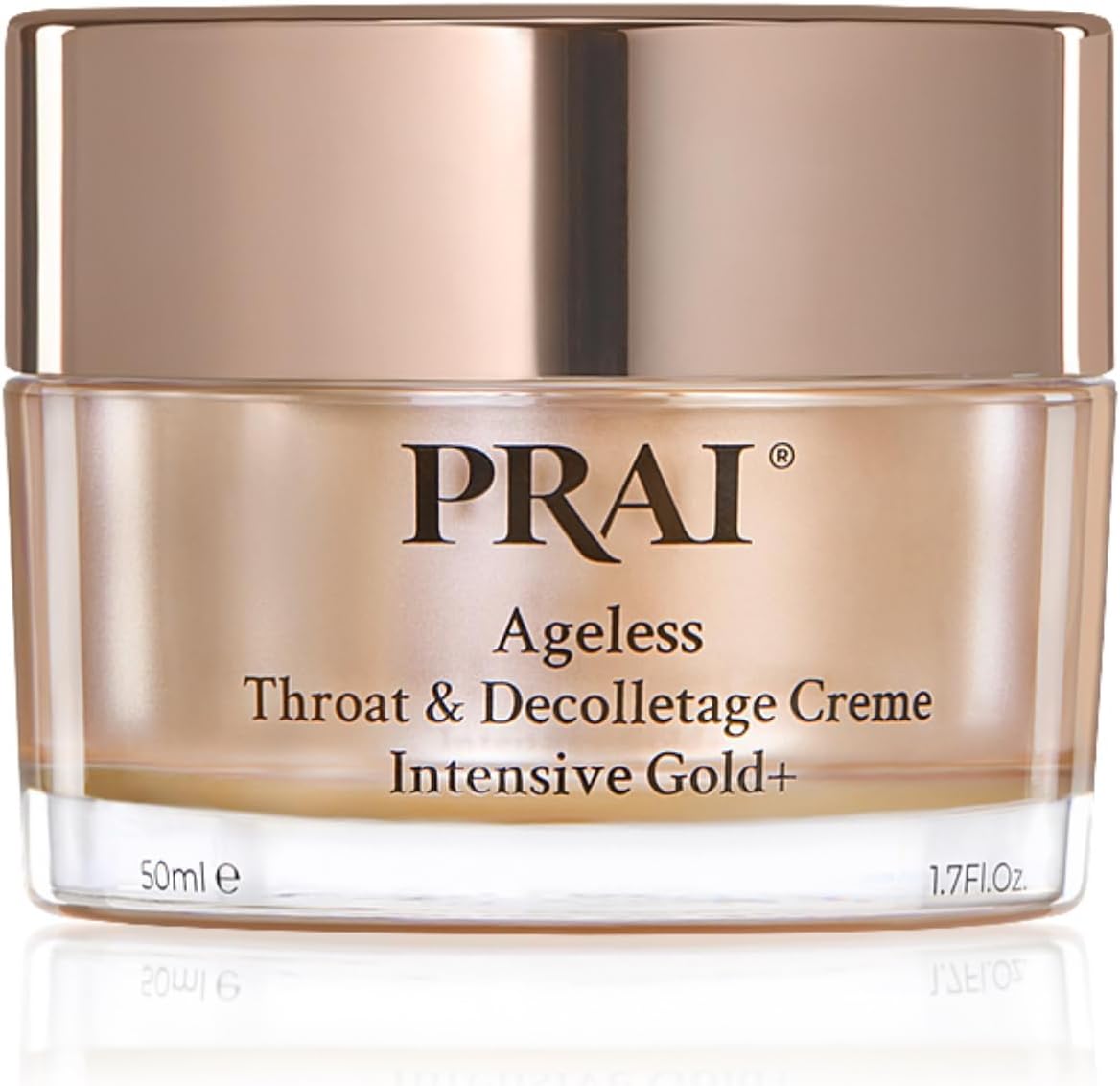 PRAI Ageless Throat & Decolletage Intensive Gold Creme 50ml - Real 24K Gold - Anti-Ageing, Anti-Wrinkle Brightening Skincare Cream - Hydrates & Firms Skin - Neck Moisturiser with Hyaluronic Acid