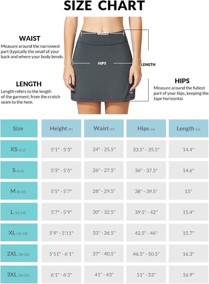 baleaf Damen Tennis Golf Röcke Skorts mit Shorts Laufsport Stretch Athletic mit Innentaschen