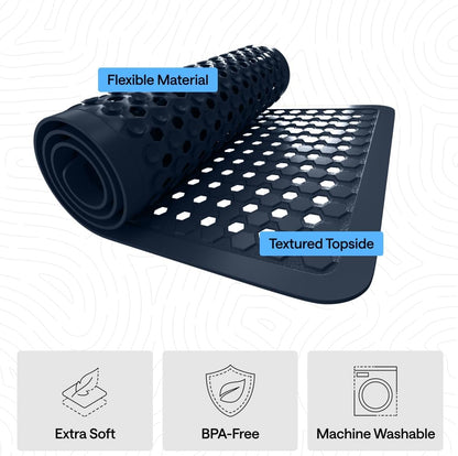 GORILLA GRIP Patentierte Badewannen-Duschmatte, Maschinenwaschbare Badewannenbodenmatte, Saugnäpfe und Abflusslöcher für saubere Wannen, Badezimmer-Essentials, 89x41 cm, Transparent