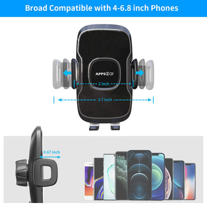 APPS2Car 14'' Gooseneck Car Phone Holder,Heavy Duty Phone Holder for Truck, [Flexibile Long Arm] [Anti Shake stabilizer] Windshield Car Phone Mount Suction Cup,Fit for iPhone, Samsung (Mirror Black)