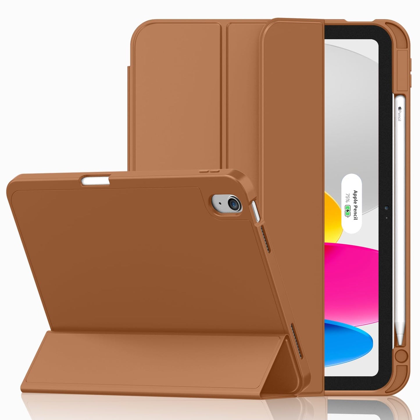 iMieet Case for iPad (A16)/iPad 10th Generation [11-Inch 2025/10.9 Inch 2022], Trifold Stand Smart Cover with Pencil Holder and Soft TPU Back, Supports Touch ID(Black)
