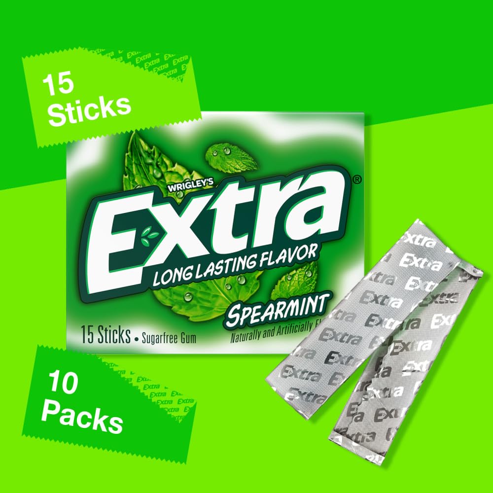 Extra Gum Spearmint Sugarfree Gum Bulk for Fresh Breath On-the-Go