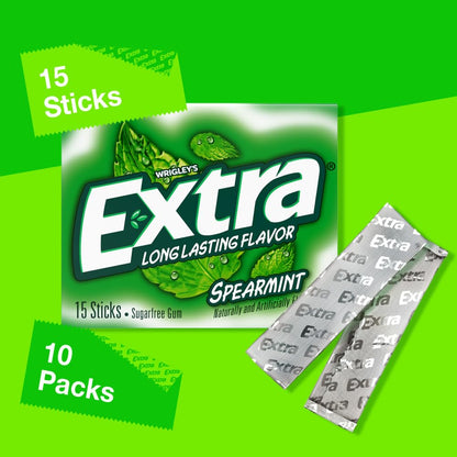 Extra Gum Spearmint Sugarfree Gum Bulk for Fresh Breath On-the-Go