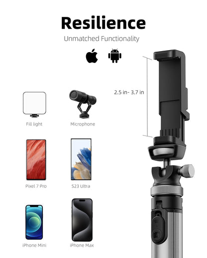EUCOS 62" Handy-Stativ, Stativ für iPhone und Selfie-Stick mit Fernbedienung, ausziehbarer Handy-Ständer und ultimativer Handy-Halter, robustester Handy-Ständer, kompatibel mit iPhone/Android