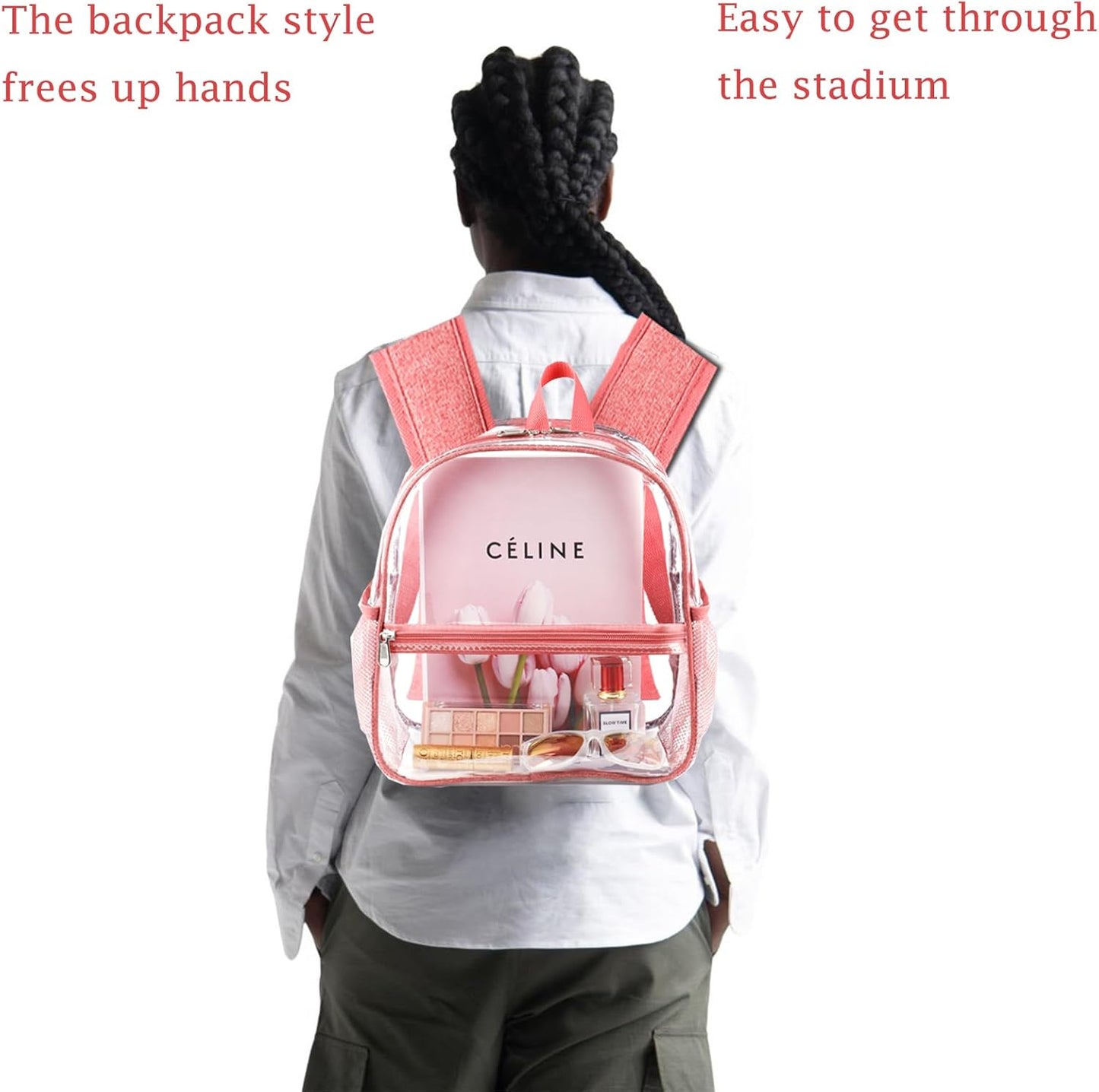 Mini Transparenter Rucksack 12x12x6 Stadion Zugelassener Plastik-Rucksack