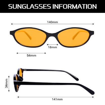 GUVIVI Retro Ovale Sonnenbrille für Damen Chic Cat Eye 90er Jahre Sonnenbrille Leichte Schmale Sonnenbrille Trendiger UV-Schutz Sonnenbrille