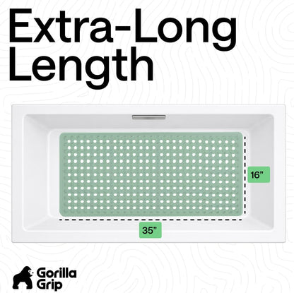GORILLA GRIP Patentierte Badewannen-Duschmatte, Maschinenwaschbare Badewannenbodenmatte, Saugnäpfe und Abflusslöcher für saubere Wannen, Badezimmer-Essentials, 89x41 cm, Transparent