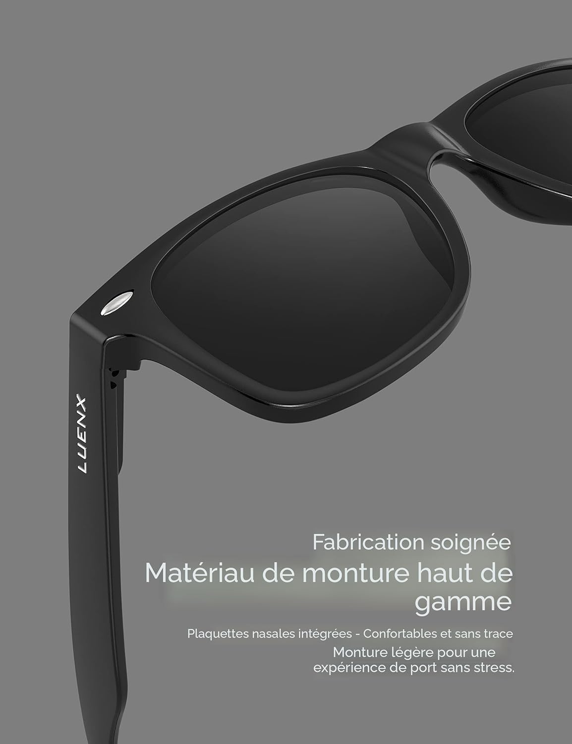 LUENX Polarisierte Sonnenbrillen für Herren und Damen, quadratische Fassung – UV-400-Schutz, 54 mm