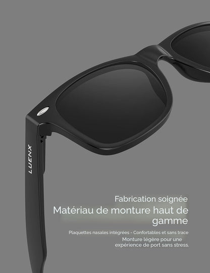 LUENX Polarisierte Sonnenbrillen für Herren und Damen, quadratische Fassung – UV-400-Schutz, 54 mm