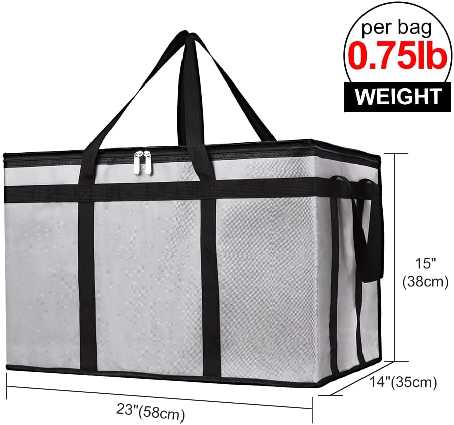 Bodaon Isolierte Essensliefertasche - Warm- & Kalthaltetransporttasche, Catering/Doordash Pizzawärmer, Einkaufstasche, Kühltasche für Partys (Schwarz-Rot, 1 St.), Ideal für den Transport warmer Speisen