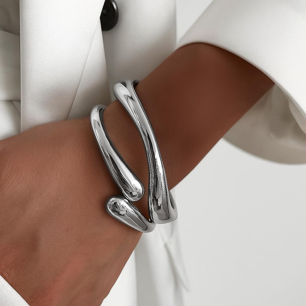 PEALICIOUS 2 STÜCK Gold Armmanschette für Damen, Arm Cuff Gold Minimalistisches Oberarmarmband für Mädchen, Stapelbare Armbandmanschetten, Verstellbare Armreifen Offen als Boho Valentinstag Schmuck Strand Sommer Geschenke