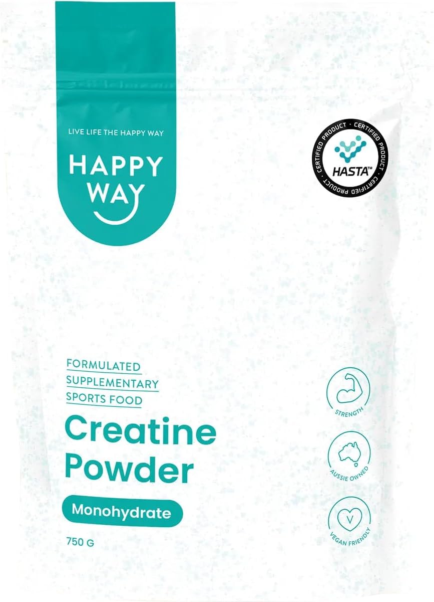 Happy Way Creatine Powder Monohydrate 750g Unflavoured Creatine Supplement High Purity Creatine Monohydrate Powder for Strength Training Fitness and Active Lifestyles