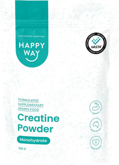 Happy Way Creatine Powder Monohydrate 750g Unflavoured Creatine Supplement High Purity Creatine Monohydrate Powder for Strength Training Fitness and Active Lifestyles