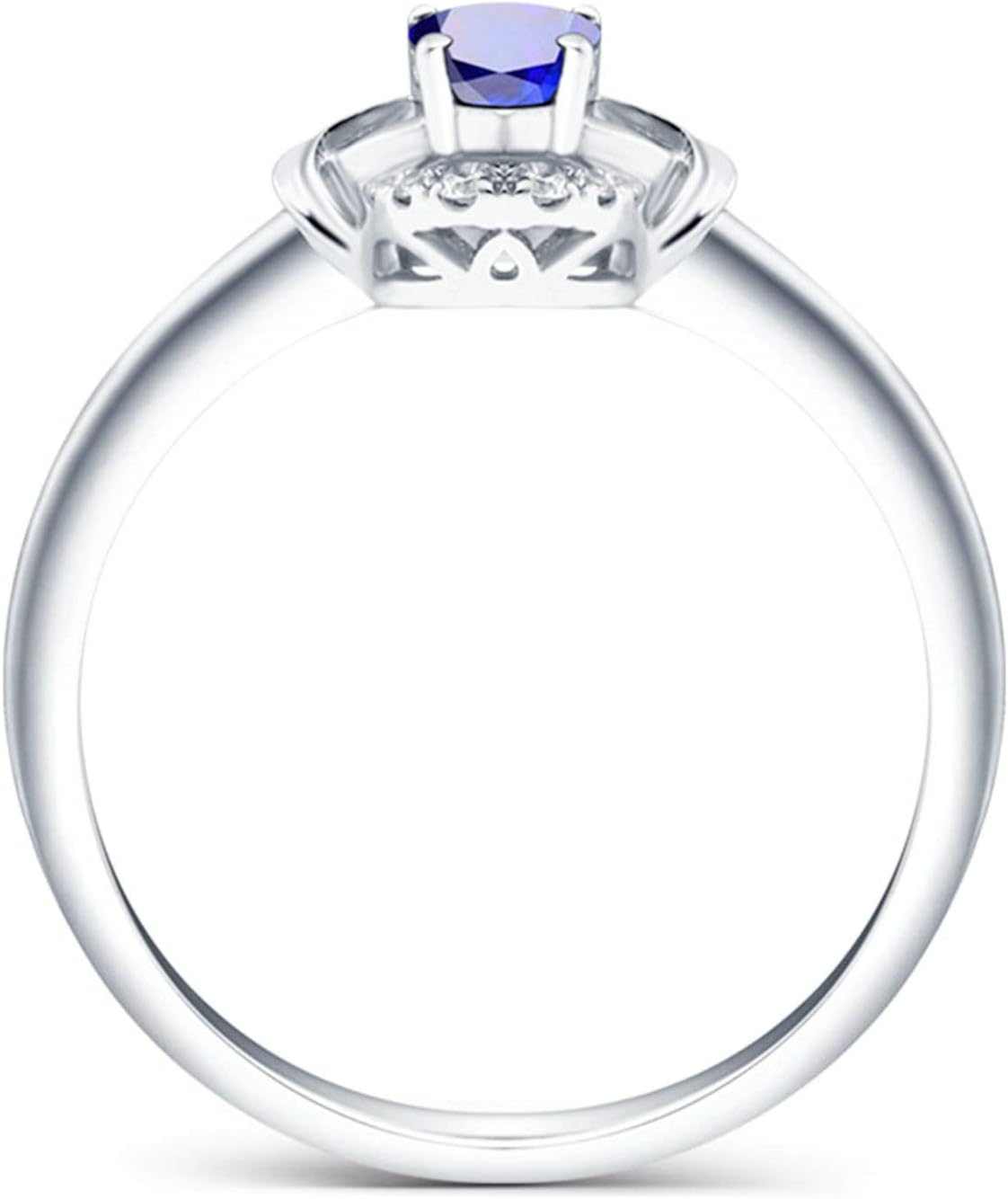 Aienid 18Ct White Gold Promise Ring for Friends Oval Cut Blue Sapphire with White Diamond Wedding Rings for Women