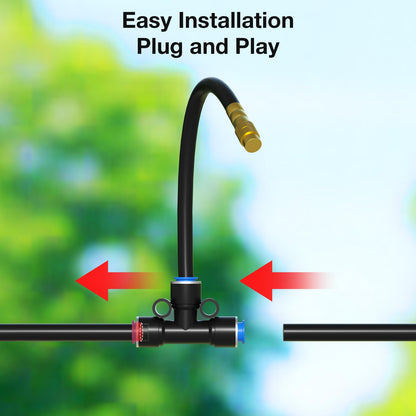 MIXC 1/4" 100Ft Drip Irrigation System for Garden with 16pcs 360°Adjustable Brass Nozzles & Bendable Rod,Upgraded Watering System Kit for Outdoor Plants,Lawn,Raised Bed,Potted Plant,Yard,Greenhouse