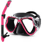 Greatever Dry Snorkel Set,Panoramic Wide View Anti-Fog Scuba Diving Mask,Professional Snorkeling Gear for Adults Kids