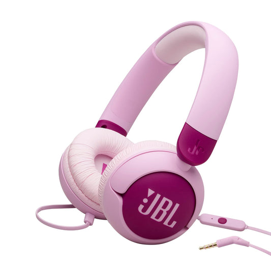 JBL Junior 320 - Wired on-Ear Kids Headphones Safe Sound (<85dB), Built-in mic, Fit for Kids and Customizable with Included Stickers (Purple)