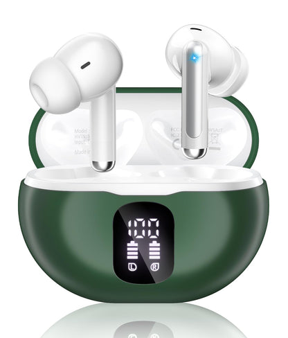 Wireless Earbuds, Bluetooth 5.4 Headphones with 50H Playback, Deep Bass Stereo Ear Buds Clear Calls with LED Power Display, Wireless Headphones with Noise Cancelling Mic for Phone/Laptop, Carbon black