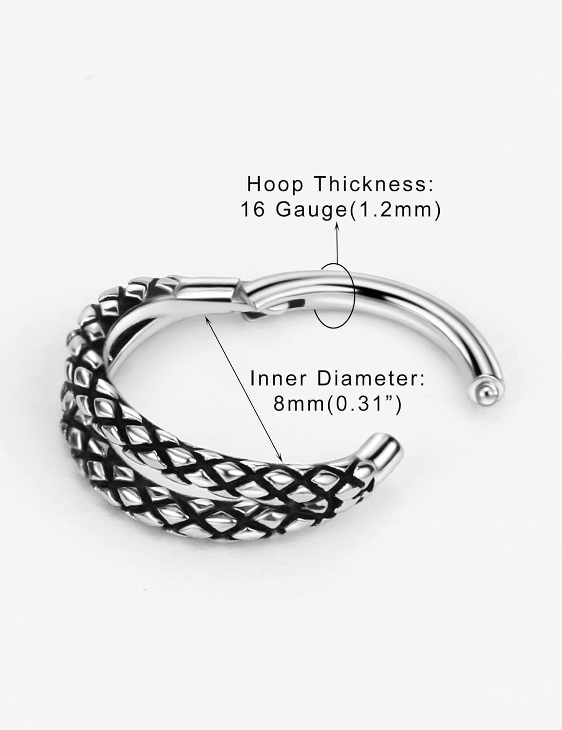 TDEBA Conch Piercing Schmuck, 316L Chirurgenstahl Segment Nasenring, CZ Knorpel Ohrringe, Lippenring, Segment Helix Rook Nahtloser Clicker Piercing Schmuck