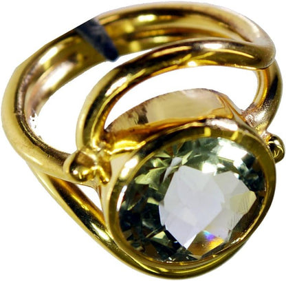 Genuine Green Amethyst Gold Plated Rings for Women Indian Fashion Jewelry Gift Gemstone