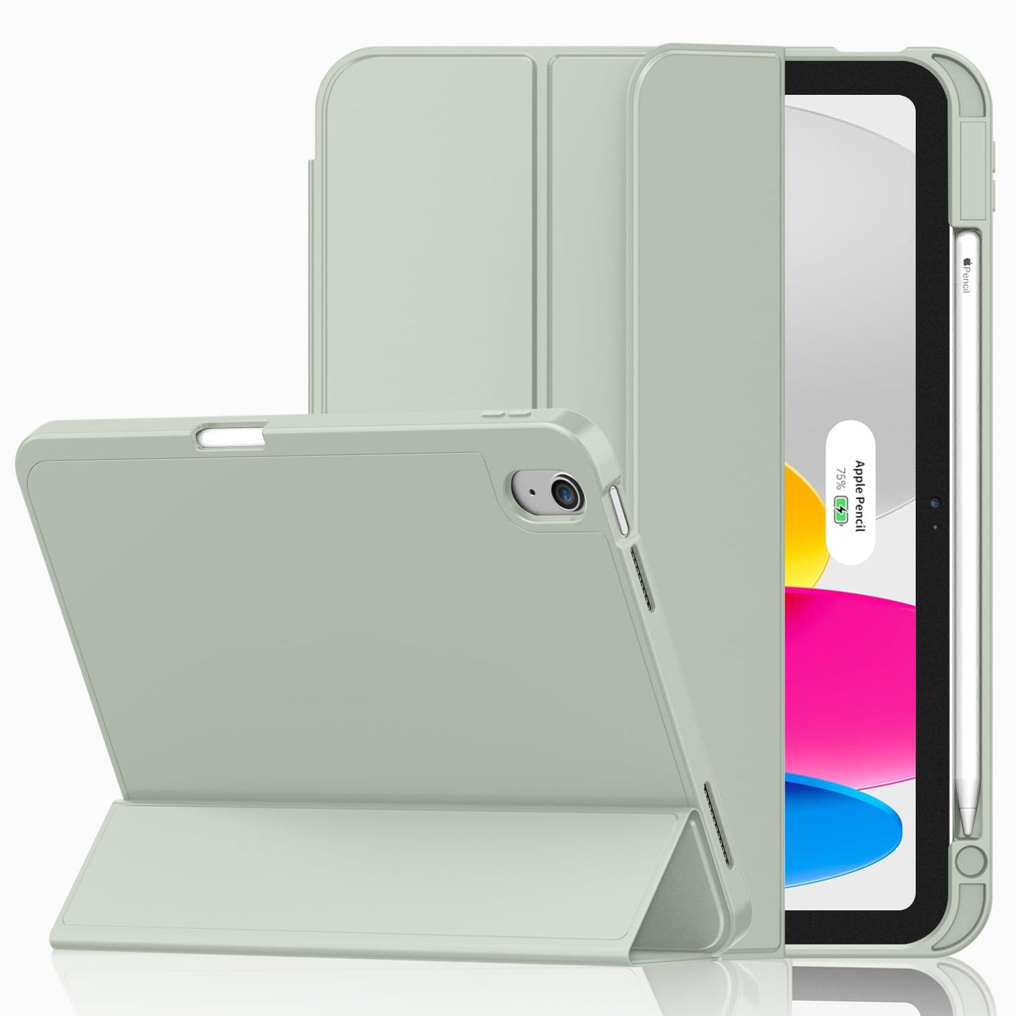 iMieet Case for iPad (A16)/iPad 10th Generation [11-Inch 2025/10.9 Inch 2022], Trifold Stand Smart Cover with Pencil Holder and Soft TPU Back, Supports Touch ID(Black)