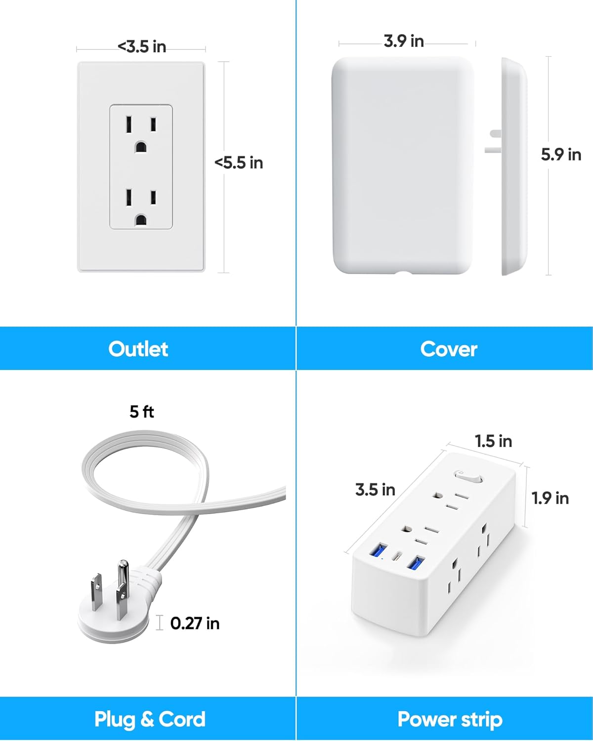 Olcorife Flat Extension Cord: A Space-Saving Power Strip for Tight Spaces