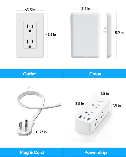 Olcorife Flat Extension Cord: A Space-Saving Power Strip for Tight Spaces