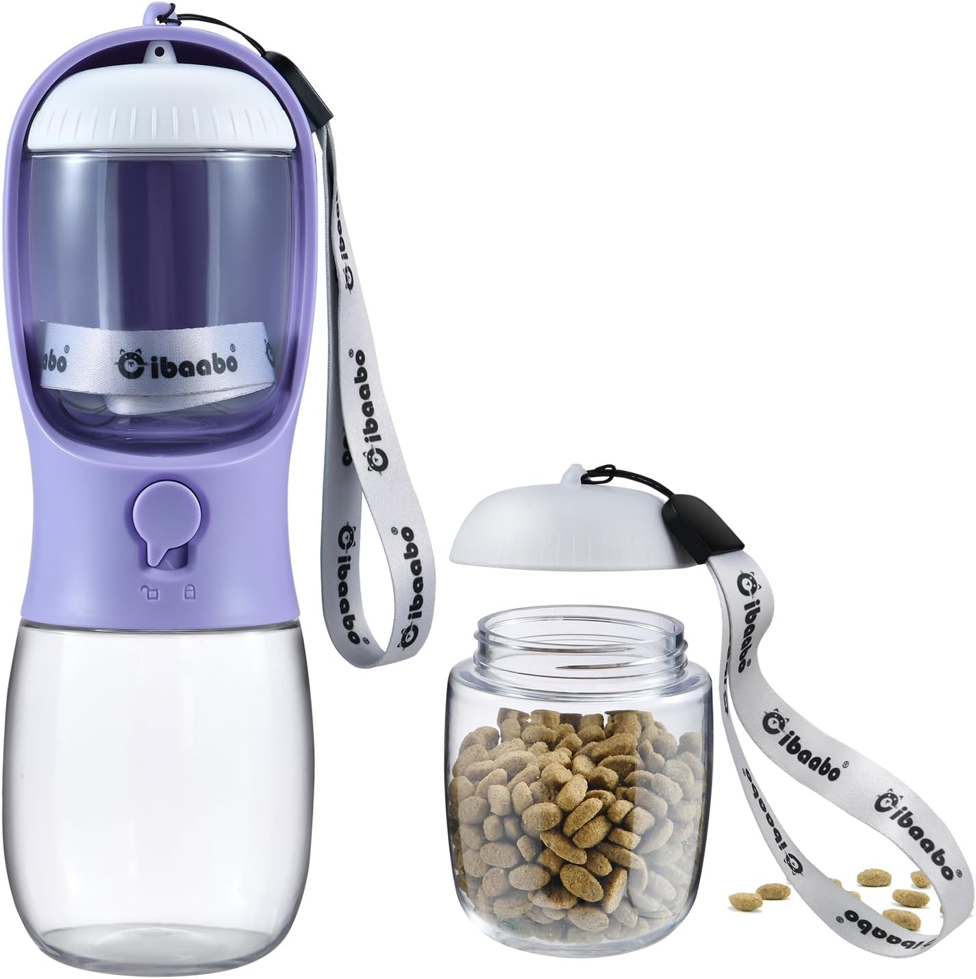 Cibaabo Dog Water Bottle with Food Container, Travel Puppy Water Bowl, Portable Pet Dispenser, Dog Gift Stuff Accessories Items, Puppy Essentials Necessities for Yorkie Cat Walking and Hiking
